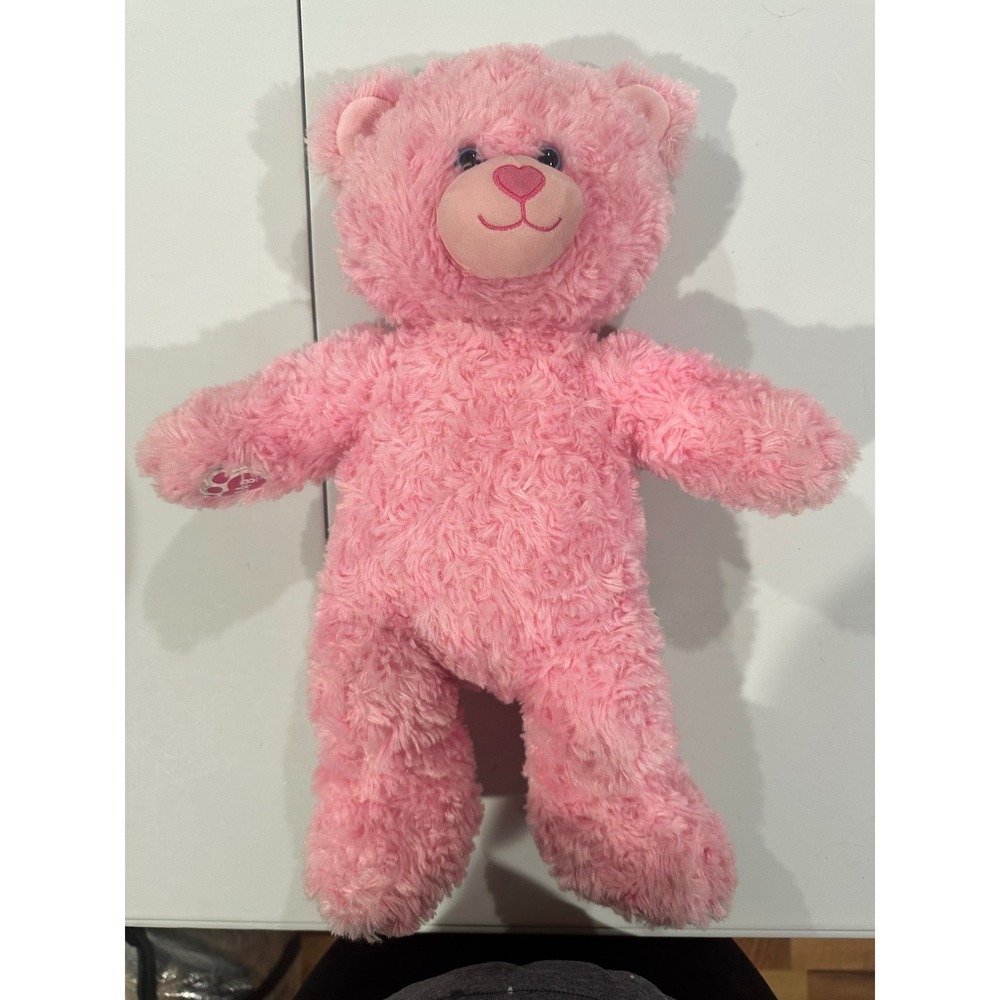 Build-A-Bear Workshop Pink Shimmer Teddy Bear Plush Heart Nose 024663 1066637